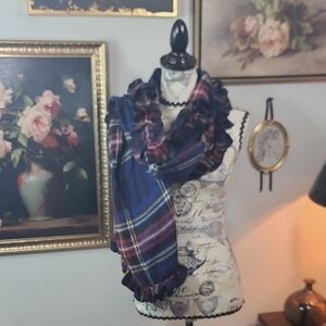 Collectioneighteen Plaid Ruffled Runway Wrap Scarf
